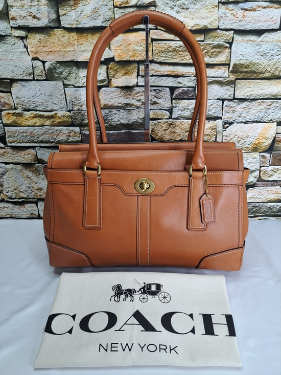 Coach Handbags - COACH 'HAMPTONS' CARRYALL TURNLOCK SATCHEL GLOVE-TANNED LEATHER, w/DUST BAG